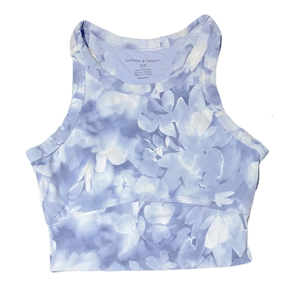 Harmony & Balance Lavender Floral High-Neck Sports Bra